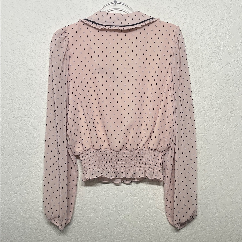 Alkemy Women's Size Large Blush Polka Dot Blouse - Picture 6 of 6